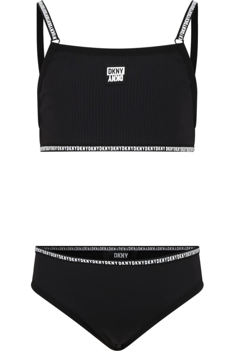 ガールズ 水着 DKNY Black Bikini For Girl With Logo
