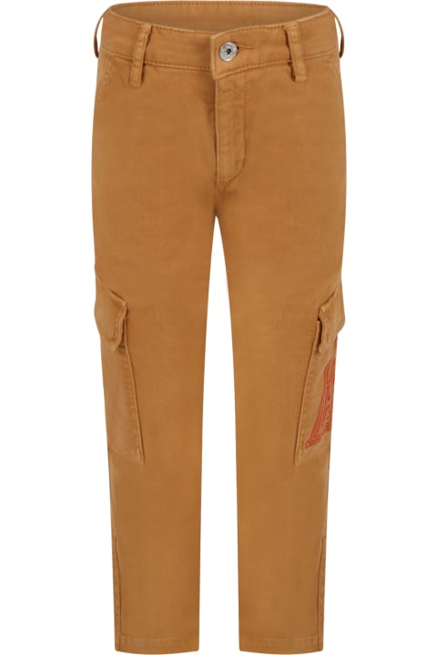 Brown Cargo-pants For Boy With Logo