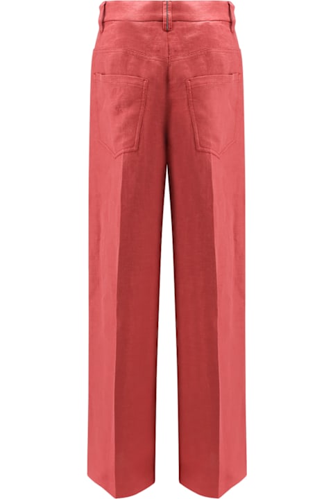 Brunello Cucinelli for Women Brunello Cucinelli Hemp And Linen Trousers With Monili Detail