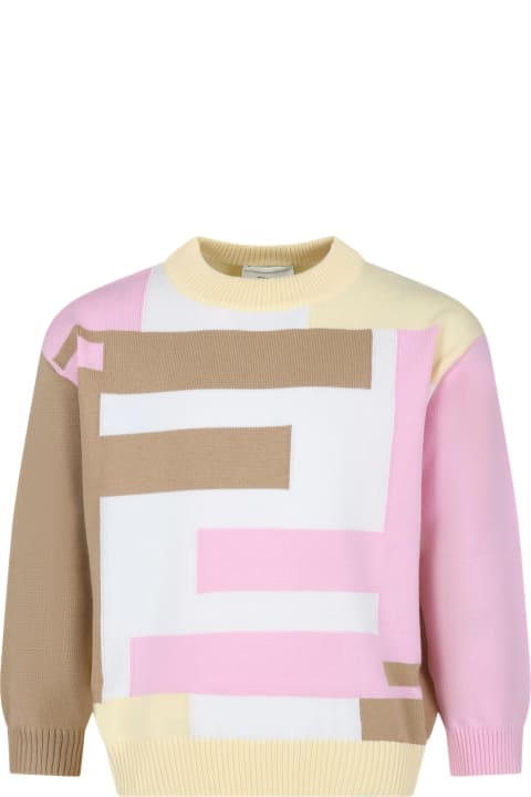 Topwear for Girls Fendi Yello Sweater For Girl With Iconic Ff