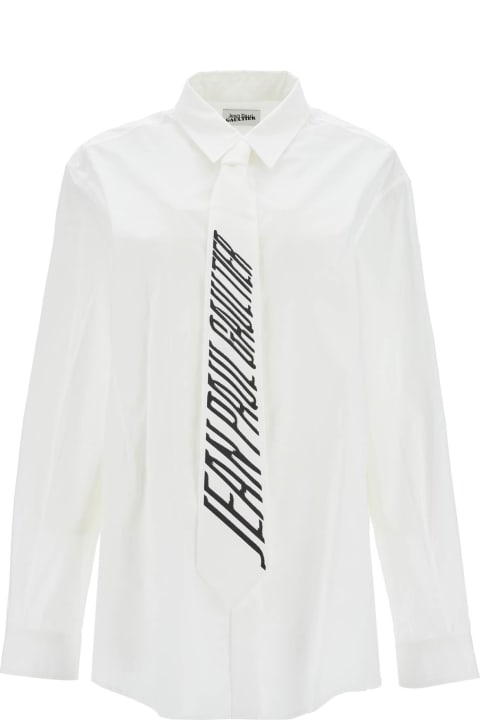 Jean Paul Gaultier ملابس علوية لـ السيدات Jean Paul Gaultier Poplin Shirt With Printed Tie