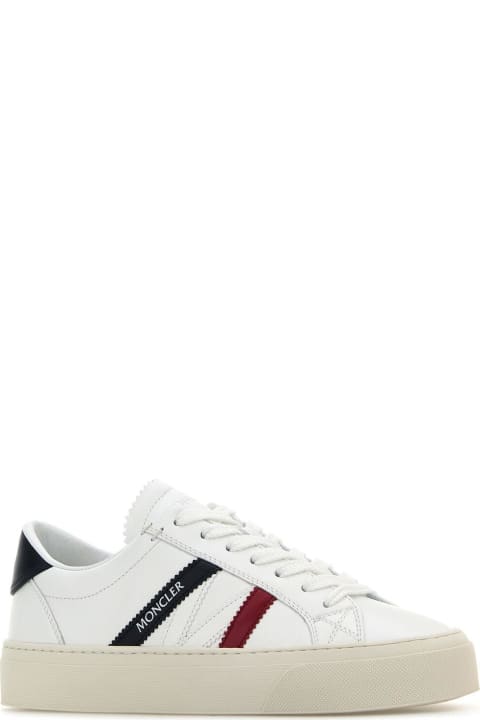 Moncler Shoes for Women Moncler White Leather Monaco 2 Sneakers