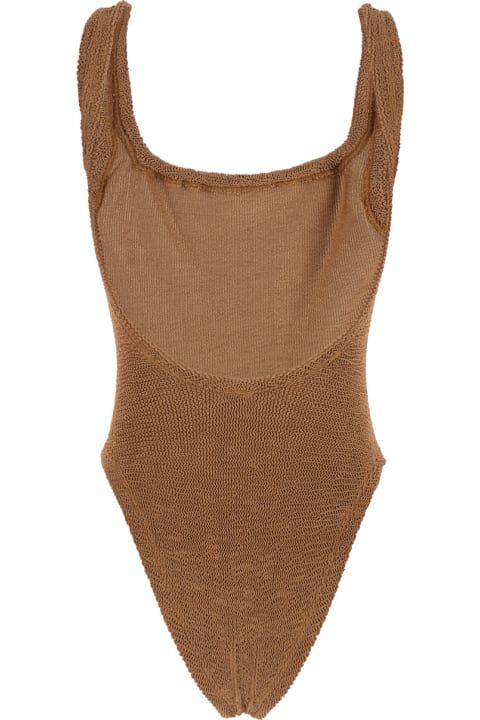 Swimwear for Women Hunza G Brown One-piece Swimsuit With Squared Neckline In Ribbed Stretch Polyamide Woman