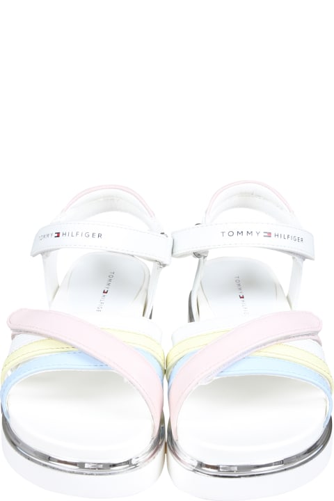 Shoes for Girls Tommy Hilfiger White Sandals For Girl With Logo