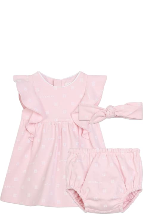 Bodysuits & Sets for Baby Boys Givenchy Givenchy 4g Pink Dress With Headband And Culotte