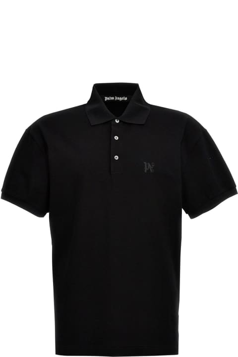 Palm Angels for Men Palm Angels Monogram Embroidered Short-sleeved Polo Shirt