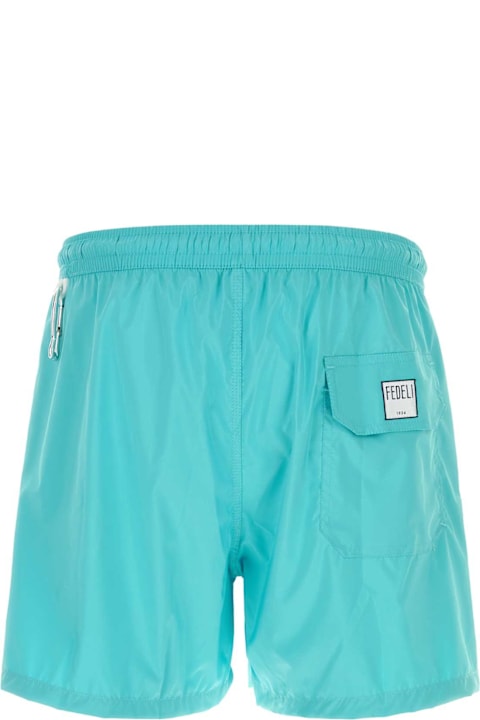 Fedeli Swimwear for Men Fedeli Turquoise Polyester Swimming Shorts