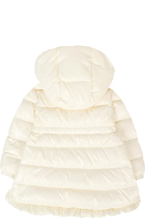 Homeware Moncler Ivory Dufar Down Jacket For Baby Girl With Logo