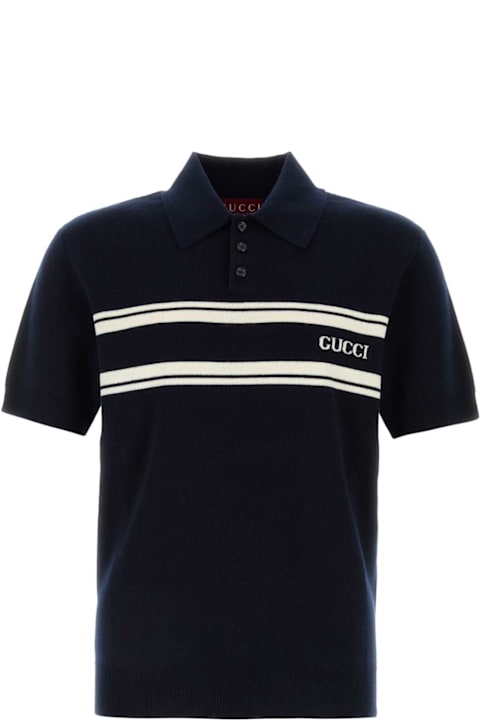 Fashion for Men Gucci Navy Blue Wool Blend Polo Shirt