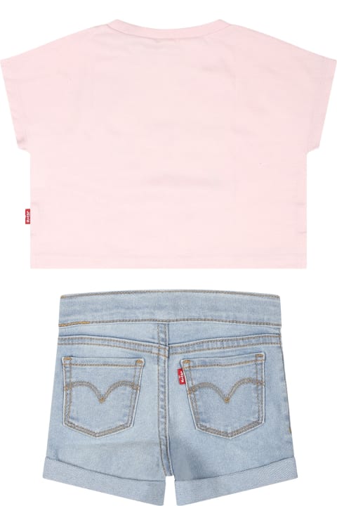 ベビーガールズ ボトムス Levi's Pink Suit For Baby Girl With Flower Print