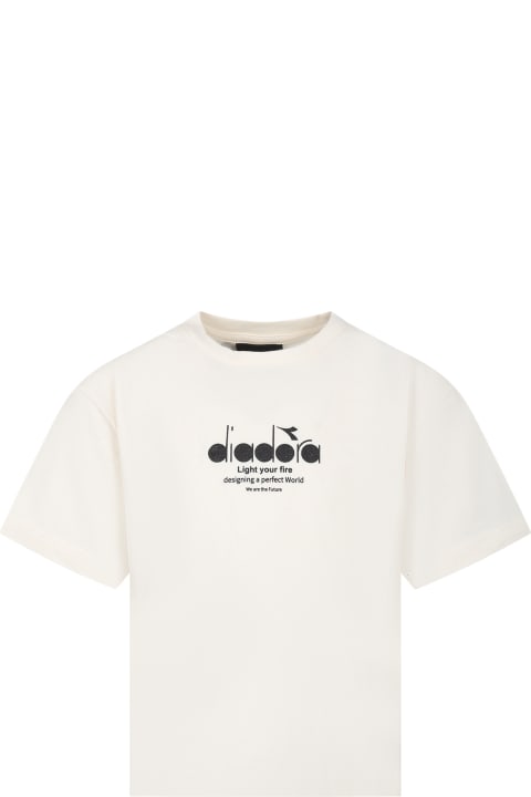 Diadora for Kids Diadora Ivory T-shirt For Girl With Logo