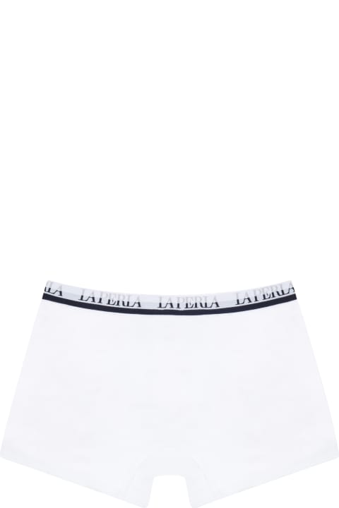 La Perla Underwear for Boys La Perla White Boxer For Boy With Logos