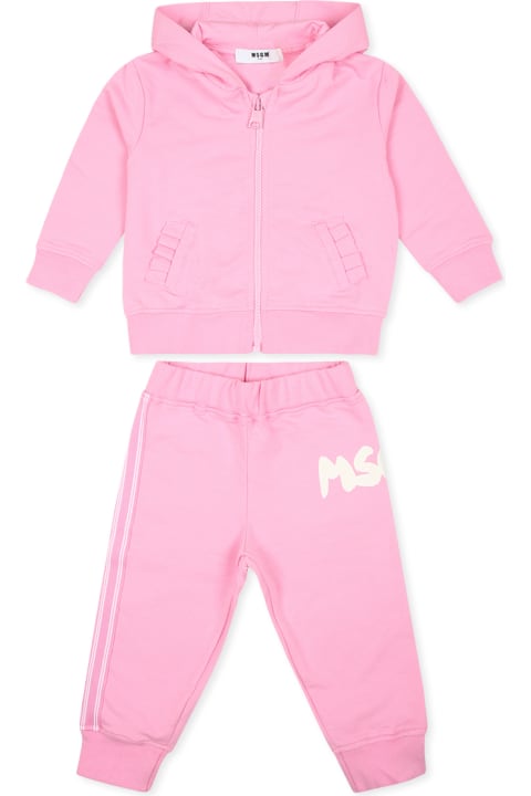 MSGM أطقم وبودي سوت لـ رُضع بنات MSGM Pink Suit For Baby Girl With Logo