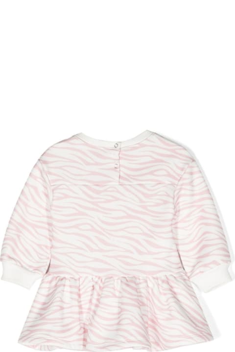 ベビーガールズ Chiara Ferragniのボディスーツ＆セットアップ Chiara Ferragni Pink Long-sleeved Dress With Frill And Animalier Print In Cotton Blend Baby