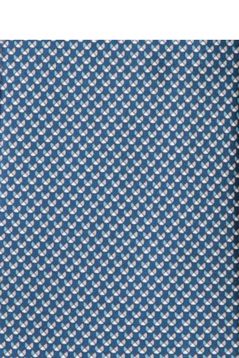 Ties for Men Brioni Micropattern Light Blue/white Tie