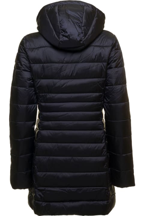 Reese Black Quilted Nylon Long Ecological Down Jacket  Save The Duck Woman