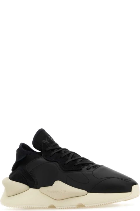 Y-3 Men Y-3 Black Fabric And Leather Y-3 Kaiwa Sneakers