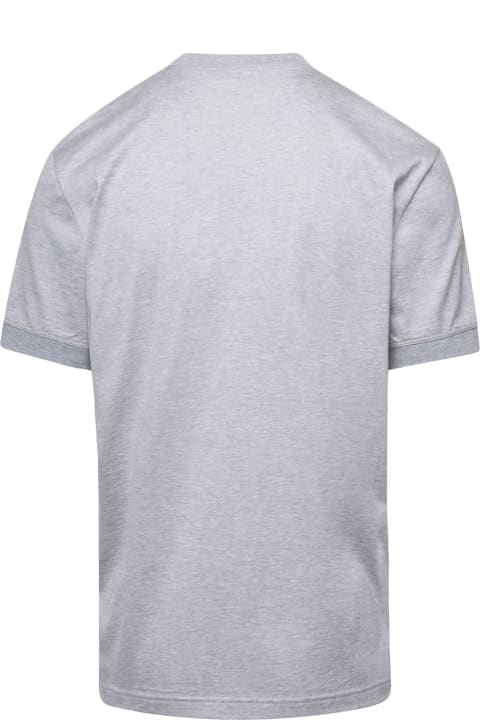 Grey Crew Neck T-shirt With Tone On Tone Logo Print On The Chest In Cotton Man