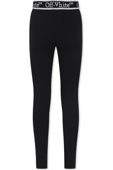 Off-White Bottoms for Girls Off-White Black Leggings For Girl With Logo