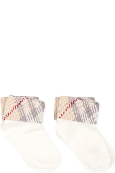 Accessories & Gifts for Baby Boys Burberry Ivory Socks Set For Babykids With Vintage Check