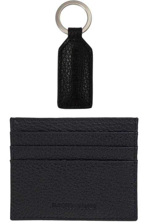 Emporio Armani Keyrings for Men Emporio Armani Logo Embossed Cardholder And Keyring