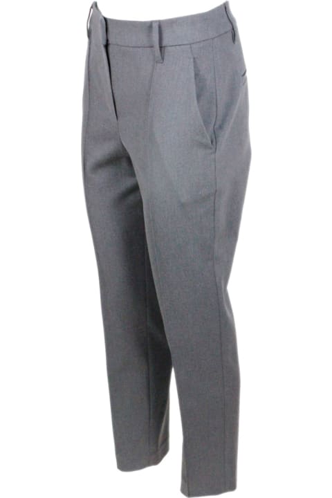 Brunello Cucinelli Clothing for Women Brunello Cucinelli Stretch Cotton Drill Trousers With Monili On The Back Loop