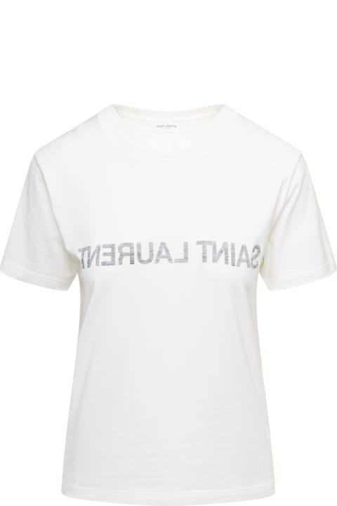 Topwear for Women Saint Laurent Crewneck T-shirt With Reverse Logo