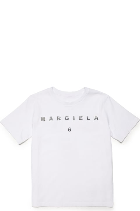 Mm6t51u T-shirt Maison Margiela White T-shirt In Jersey With Mirror Effect Logo