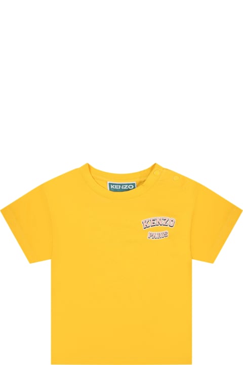 Topwear for Baby Girls Kenzo Kids Yellow T-shirt For Baby Girl With Logo