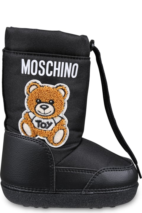 Moschino أحذية لـ أولاد Moschino Black Snow Boots For Kids With Teddy Bear