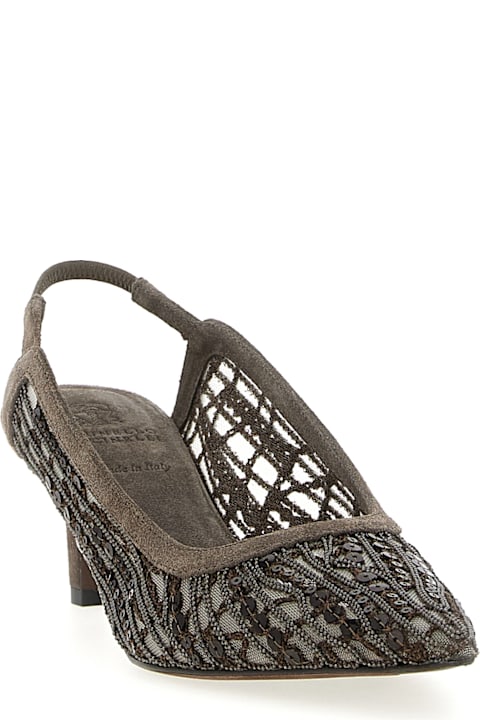Brunello Cucinelli for Women Brunello Cucinelli 'city Glistening Abstract Embroidery' Slingback