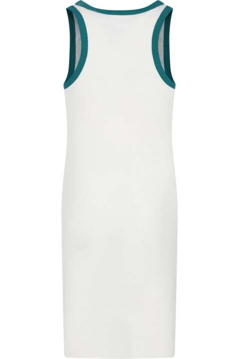 ガールズ ワンピース＆ドレス Molo White Casual Dress For Girl With Green Print