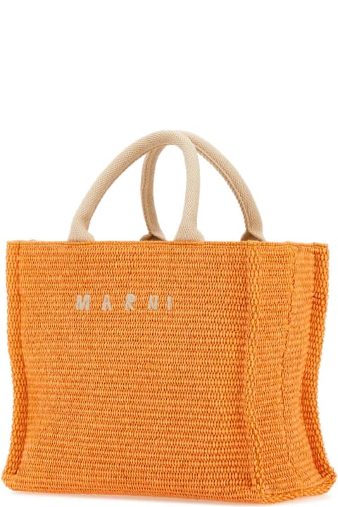 Marni Totes for Women Marni Orange Raffia Small Shopping Bag