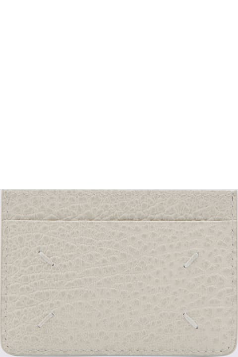 Wallets for Men Maison Margiela Greige Leather Card Holder