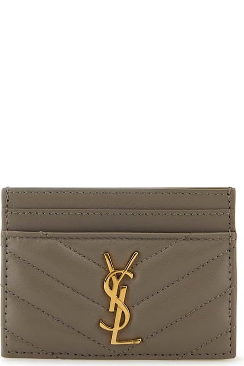 ウィメンズ Saint Laurentの財布 Saint Laurent Dove Grey Nappa Leather Cassandre Card Holder