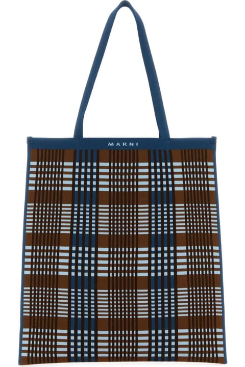 メンズ Marniのトートバッグ Marni Embroidered Fabric Shopping Bag
