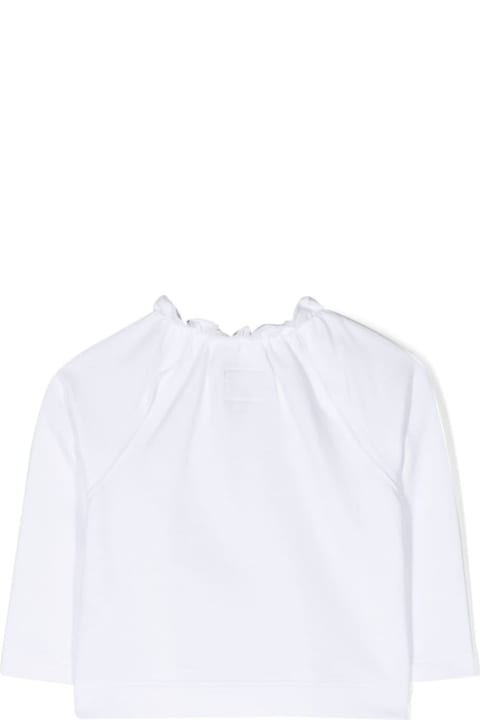 Il Gufo Topwear for Baby Girls Il Gufo White Sweatshirt With Ruffled Neck In Cotton Baby