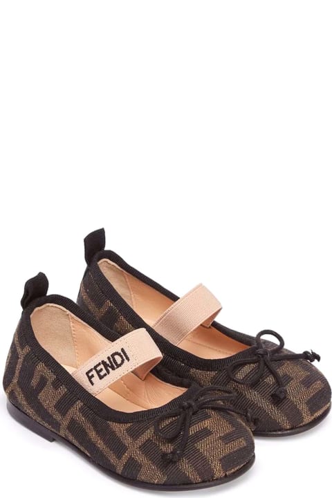 Fendiのガールズ Fendi Fendi Kids Flat Shoes Brown