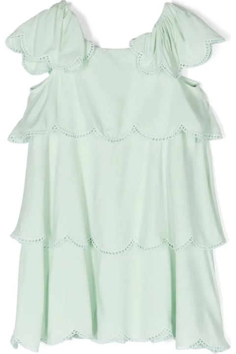 Dresses for Girls Stella McCartney Kids Green Ruffle Dress With Scalloped Hem