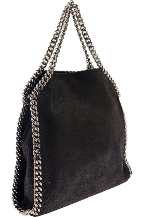 Stella McCartney Totes for Women Stella McCartney '3chain' Tiny Black Tote Bag With Logo Engraved On Charm In Faux Leather Woman
