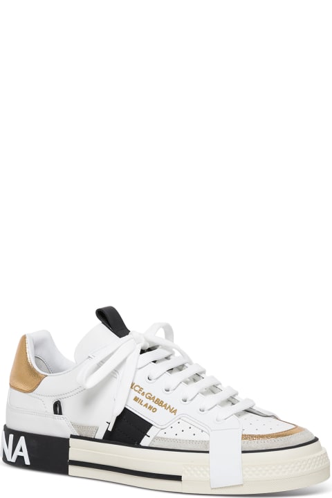 メンズ Dolce & Gabbanaのスニーカー Dolce & Gabbana Custom Leather Sneakers With Metallic Inserts