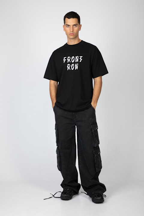 44 Label Group لـ Men 44 Label Group Tee New Bobai Black Cotton T-shirt With Front Slogan And Back Logo - Front Row Tee