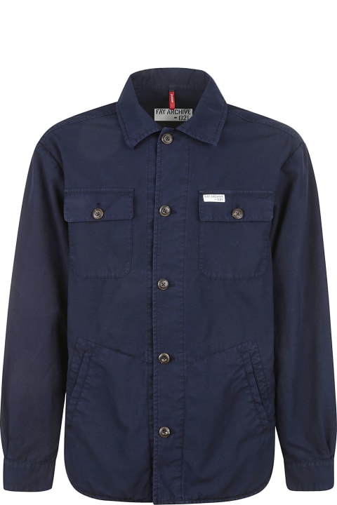 Coats & Jackets for Men Fay Blue Cotton Shirt Jacket