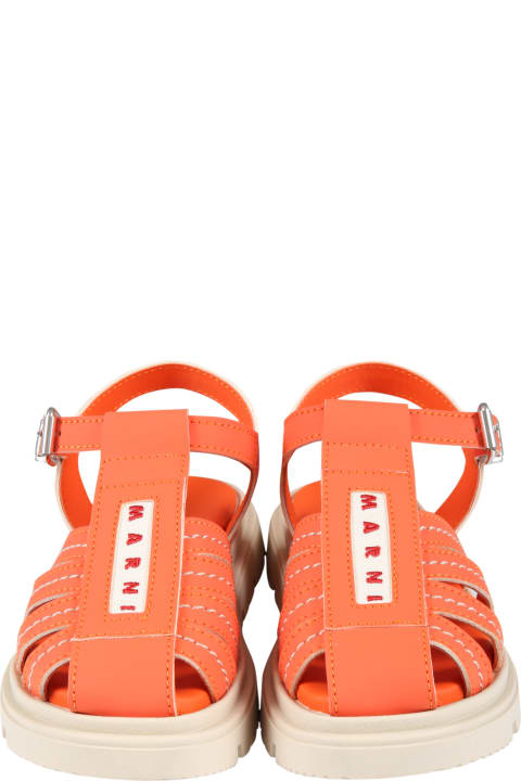 Shoes for Girls Marni Orange Sandals For Girl With Red Logo