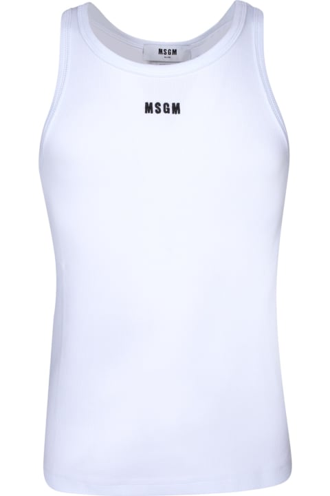 メンズ MSGMのトップス MSGM Micro Logo White Tank Top