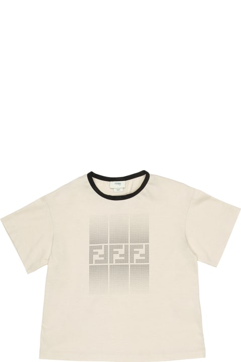 Fashion for Kids Fendi Beige T-shirt With Rhinestone Monogram