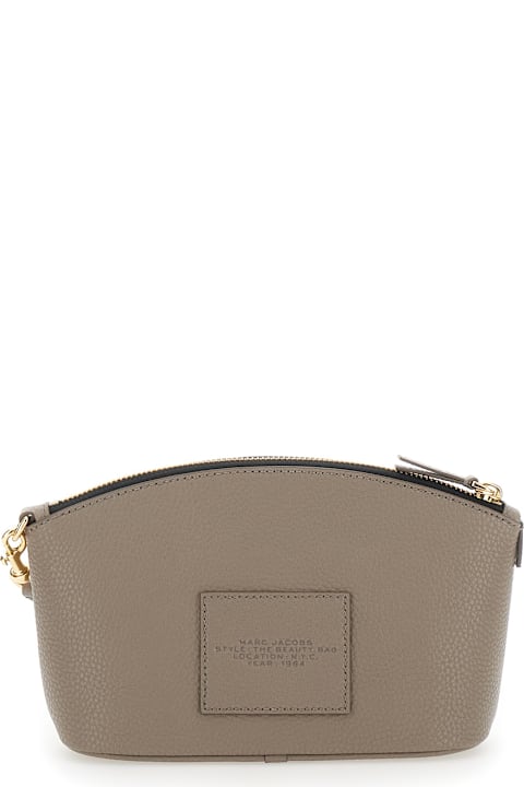Homeware Marc Jacobs 'the Beauty Bag' Grey Clutch Bag With Logo Print On The Front In Leather Woman