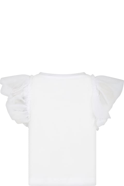 Chiara Ferragni for Kids Chiara Ferragni White T-shirt For Girl With Iconic Winks