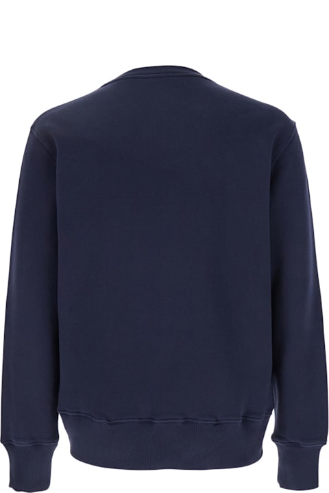 Homeware Autry Blue Crewneck Sweater With Logo Embroidered On The Front In Cotton Man