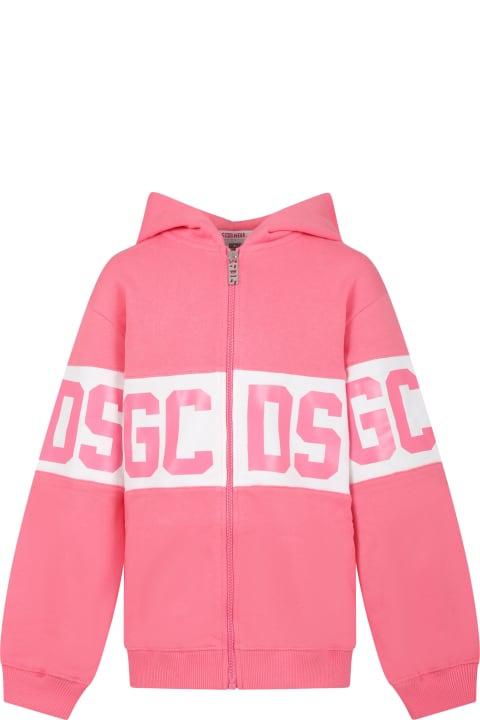 GCDS Mini for Kids GCDS Mini Pink Sweatshirt For Girl With Logo